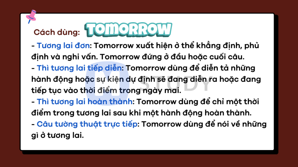 Cách dùng tomorrow trong câu