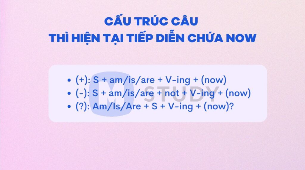 Cấu trúc câu thì hiện tại tiếp diễn chứa now