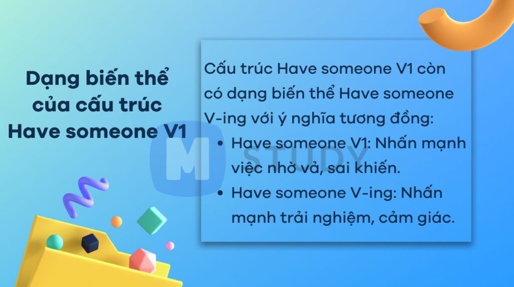 Dạng biến thể của cấu trúc Have someone V1