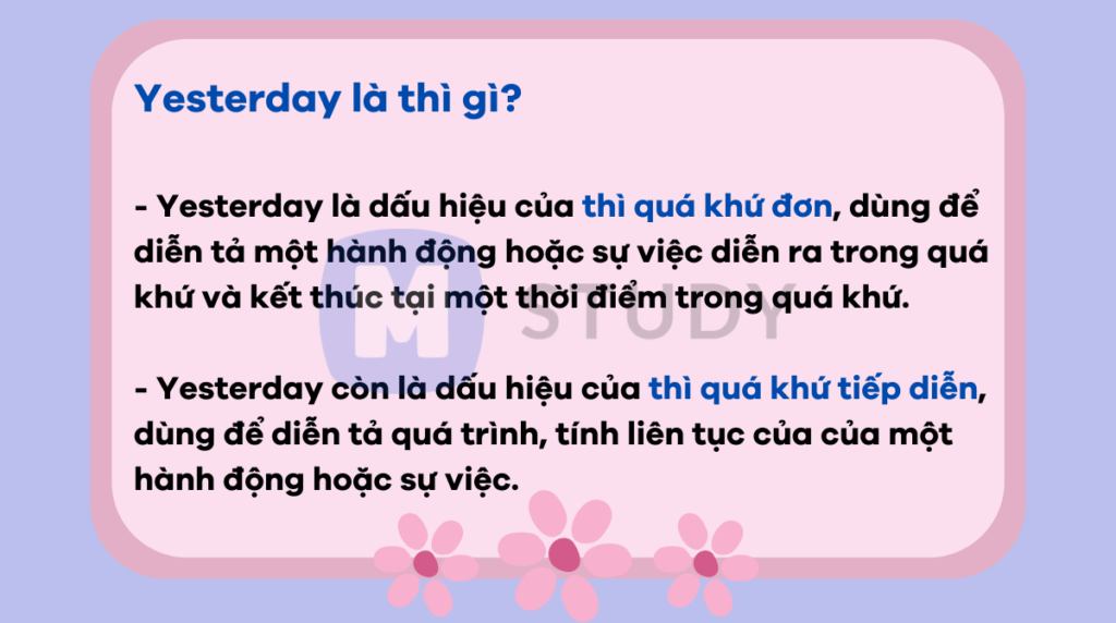 Yesterday là thì gì trong tiếng Anh