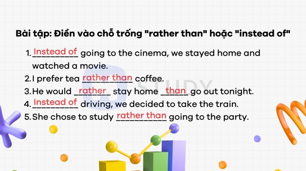 Bài tập áp dụng cấu trúc rather than