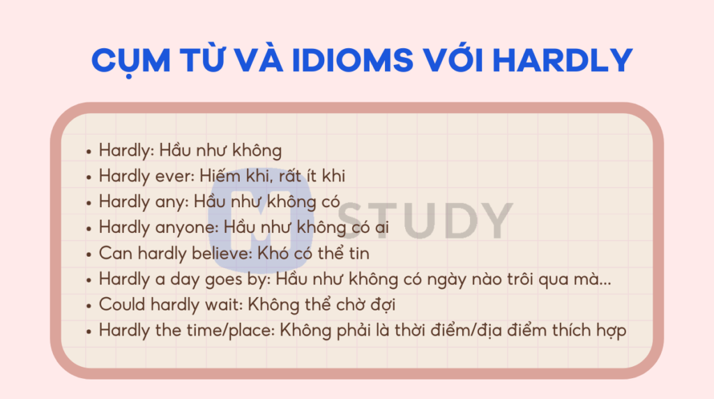 Các cụm từ với hardly when