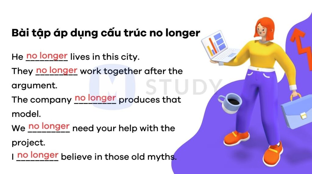 Bài tập áp dụng cấu trúc no longer